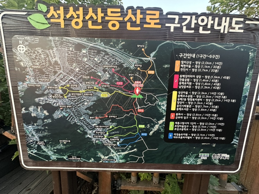 용인 석성산 등산코스 백현고등학교 동백순환산책로 갈림길 정상