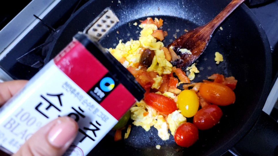 토마토달걀볶음 아침메뉴 토달볶 레시피 다이어트 계란후라이 토마토 계란볶음