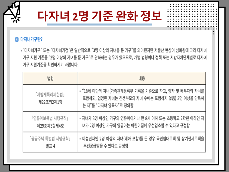 2024년 다자녀 혜택 정리, 2명 기준 완화 정보 : : 부모급여 출산지원금 전세임대 등