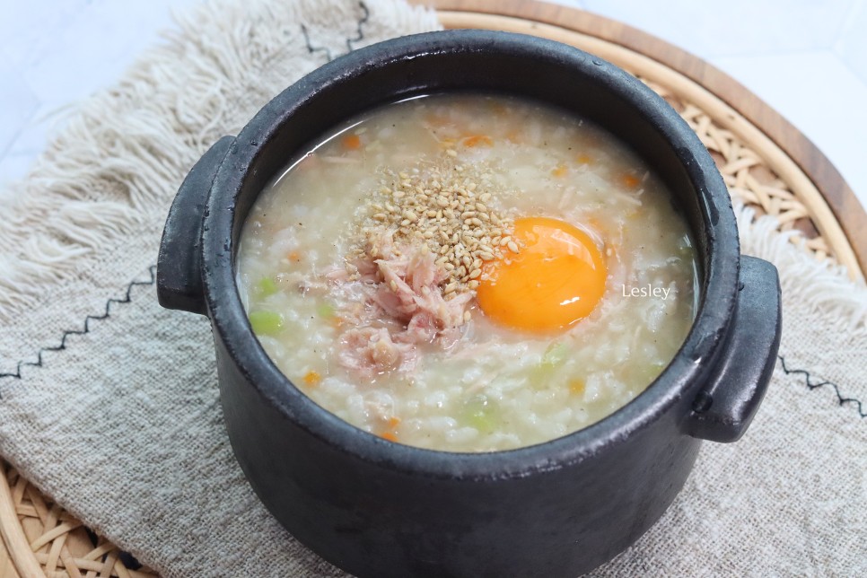 참치 야채죽 끓이는법 밥으로 야채 참치죽 만들기 밥요리