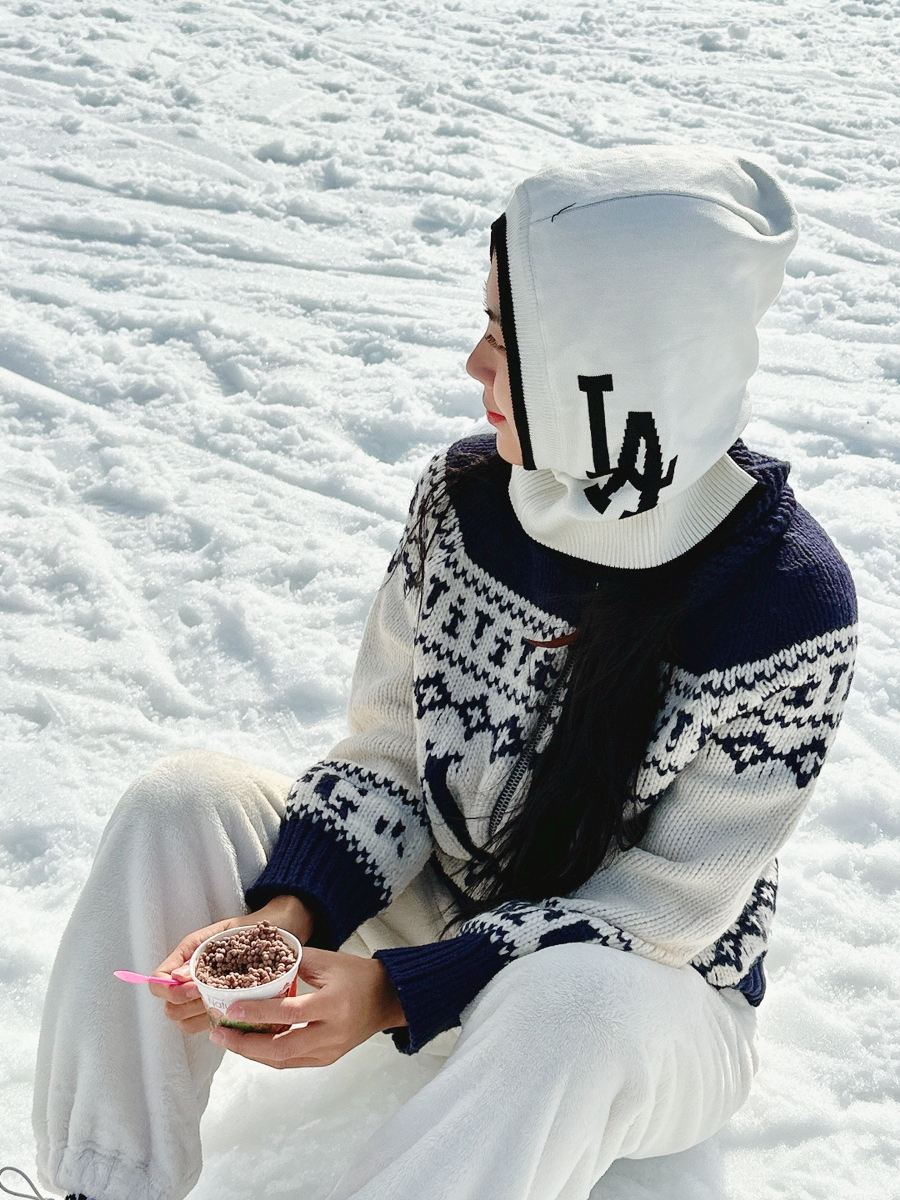 바라클라바 추천 MLB 귀여운 니트 후드 넥워머, 겨울 모자 브랜드