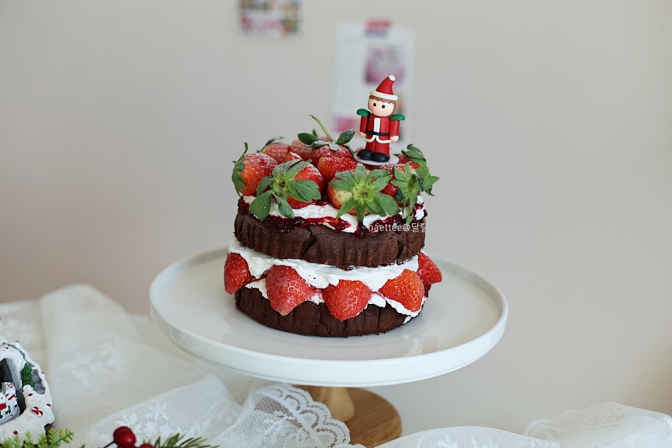 크리스마스 케이크 만들기 초코 생크림 케익 만들기 생크림 만들기