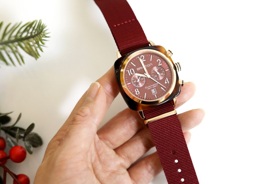 브리스톤 커플시계 클럽마스터 클래식 버건디의 여자손목시계
