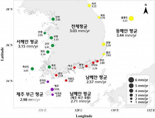 지난 34년 간 우리나라 연안 해수면, 매년 3.03mm씩 높아졌다..