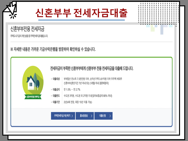 신혼부부 청년 버팀목 전세자금대출 조건 및 혜택 비교, 은행 이자 얼마