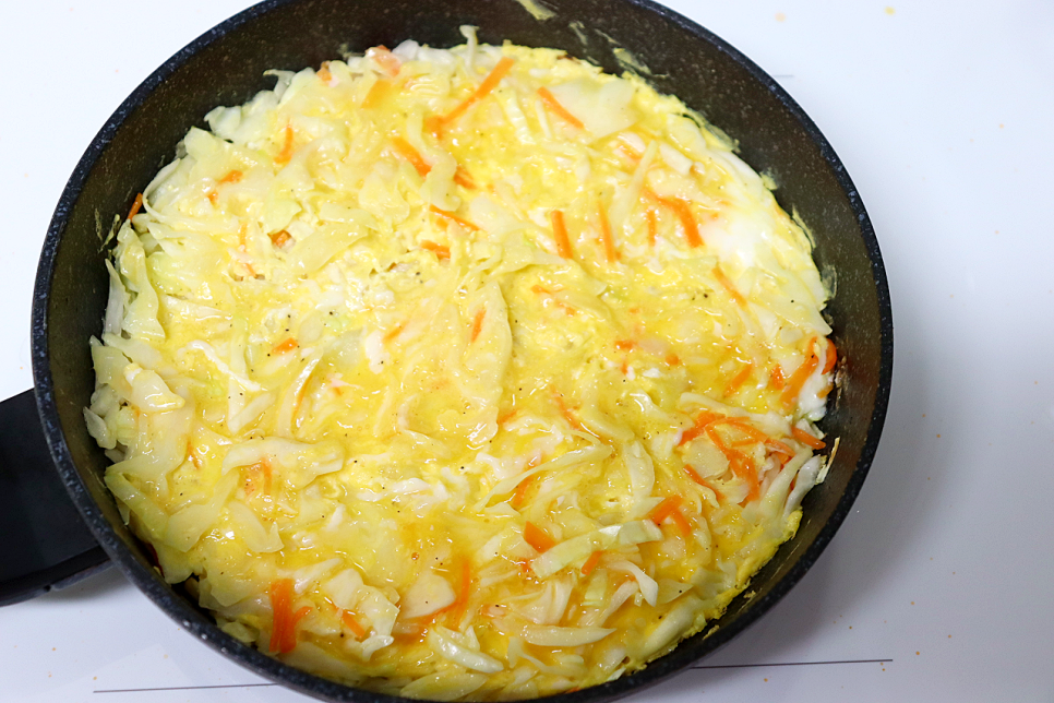 양배추계란전 만들기 달걀 양배추전 계란부침 양배추당근전 간단한 계란요리