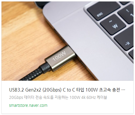 100W C타입 고속 충전 케이블 USB3.2 Gen2x2 지원 후기