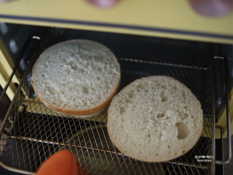 대파크림치즈 베이글 샌드위치 만들기 오픈 요리 맛있게 먹는법 플레인 에어프라이어 굽기