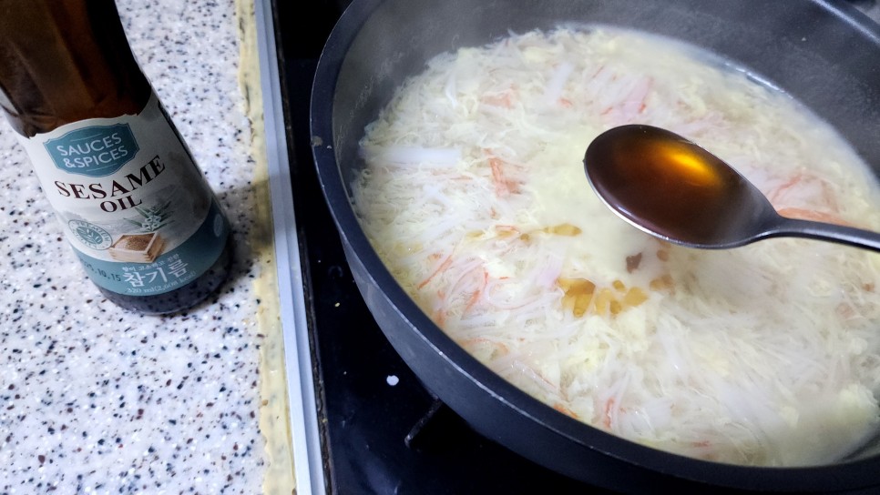 한그릇음식 게살스프 중국식 계란탕 만들기 아침대용 치킨스톡 요리 사용법