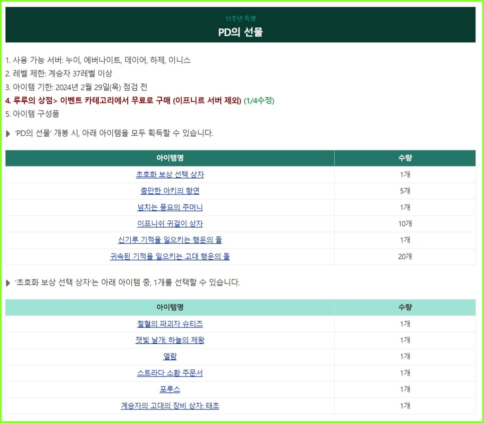 아키에이지 11주년 PD의 선물 정리! 할만한 게임이 되어버린 이유