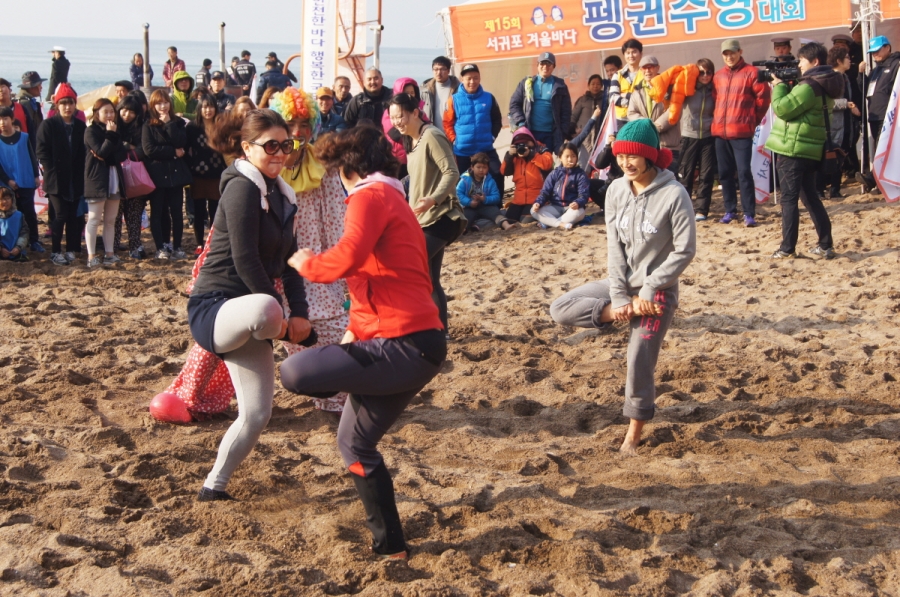 제25회 서귀포 겨울바다 국제 펭귄수영대회 제주도 새해 행사 중문색달해수욕장