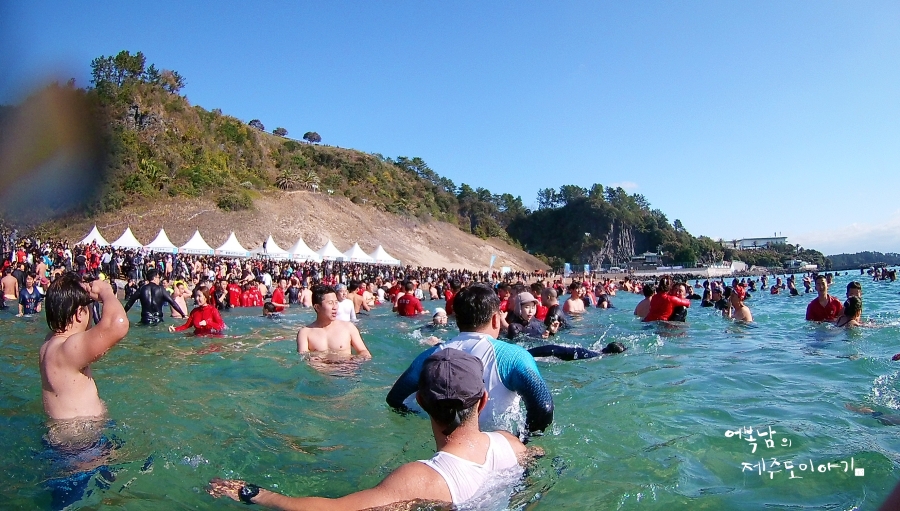 제25회 서귀포 겨울바다 국제 펭귄수영대회 제주도 새해 행사 중문색달해수욕장