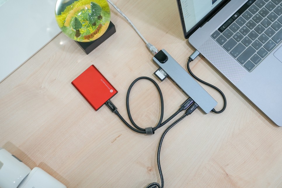 아이패드 맥북 USB 허브 랜포트 탑재 C타입 멀티 허브 모락 프로토 후기
