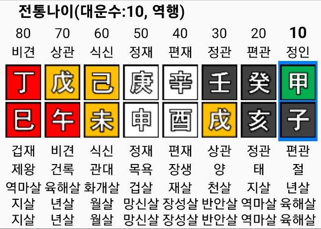 사주 대운 간지 세우기 및 뜻 보는법