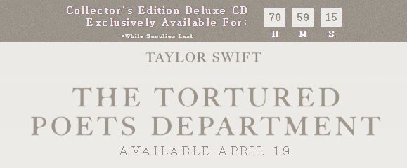 테일러 스위프트(Taylor Swift)::4월 19일 새앨범 발매, "The Tortured Poets Department 앨범", 소름