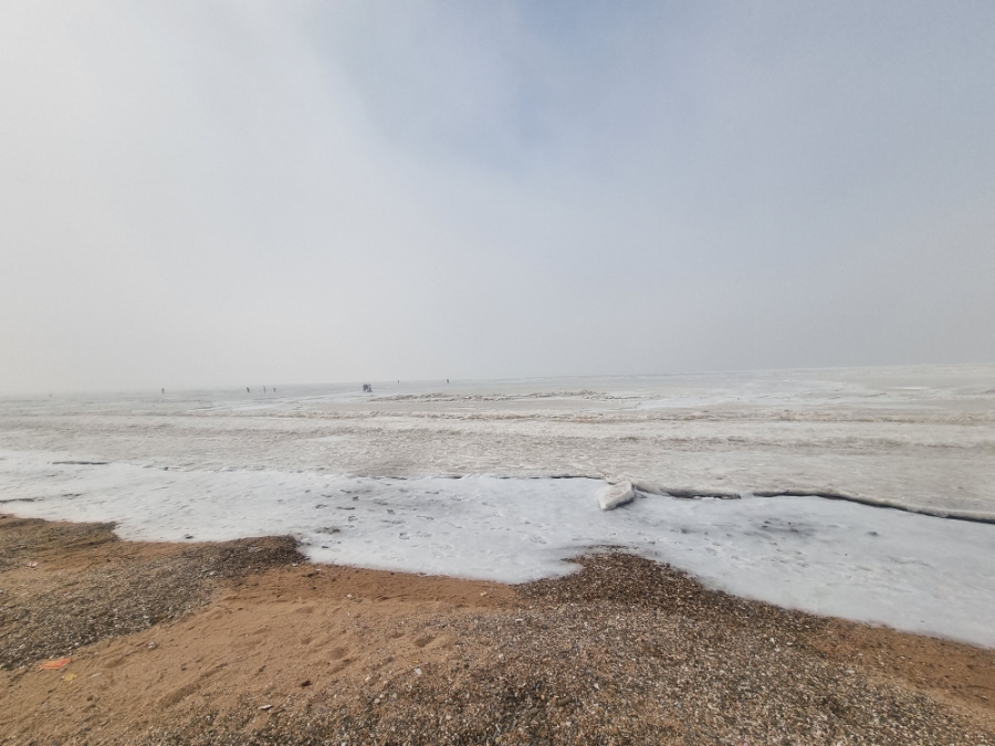 중국 대련 해수욕장 산책하고 왔는데요...이곳 바다는 진정한 겨울바다 입니다