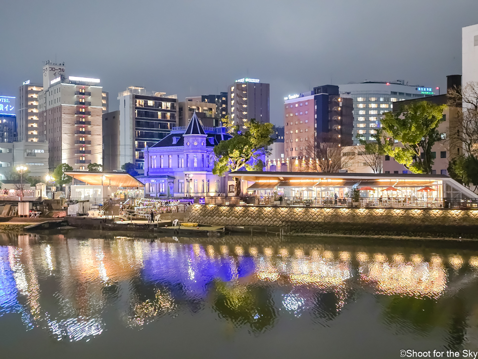 일본 후쿠오카 자유여행 나카스 포장마차 거리 강변 풍경