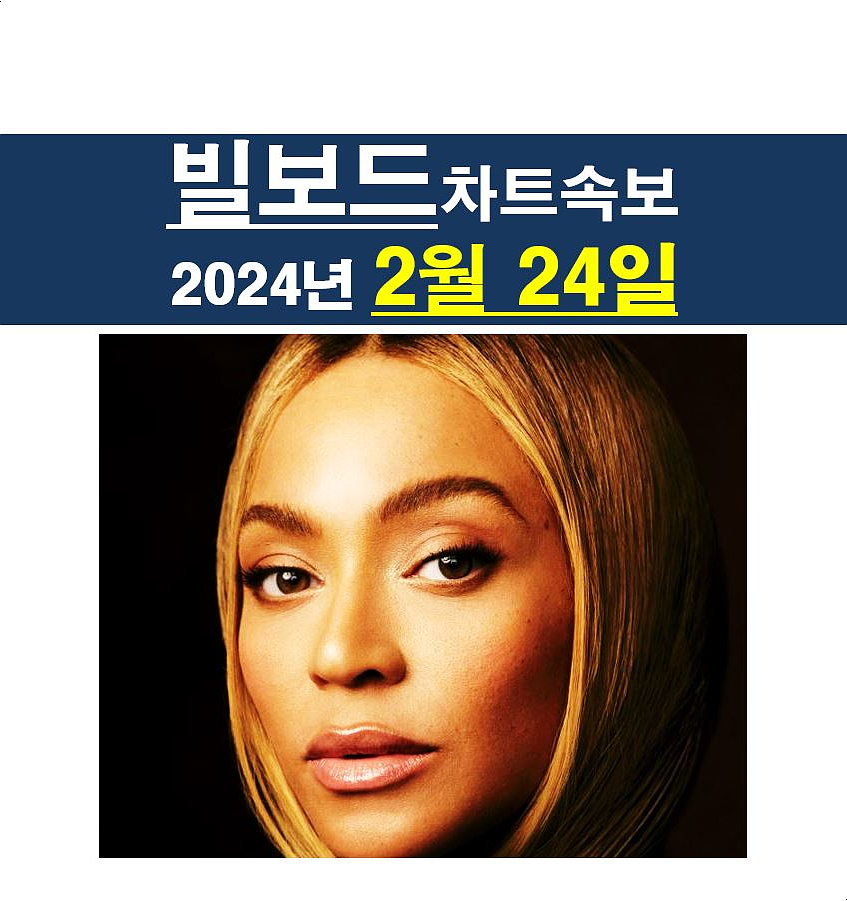 빌보드차트속보 2024년2월24일::비욘세=2위, Noah Kahan=9위