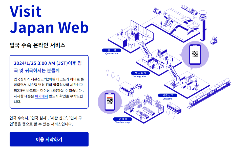 일본 입국 심사 신고서 작성 비짓재팬 웹 등록 방법 VISIT JAPAN WEB