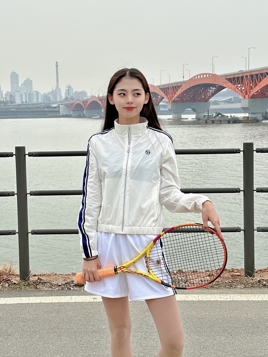 명품 테니스 웨어 운동복 세르지오 타키니 바람막이 + 숏팬츠 트레이닝 세트 룩❤️