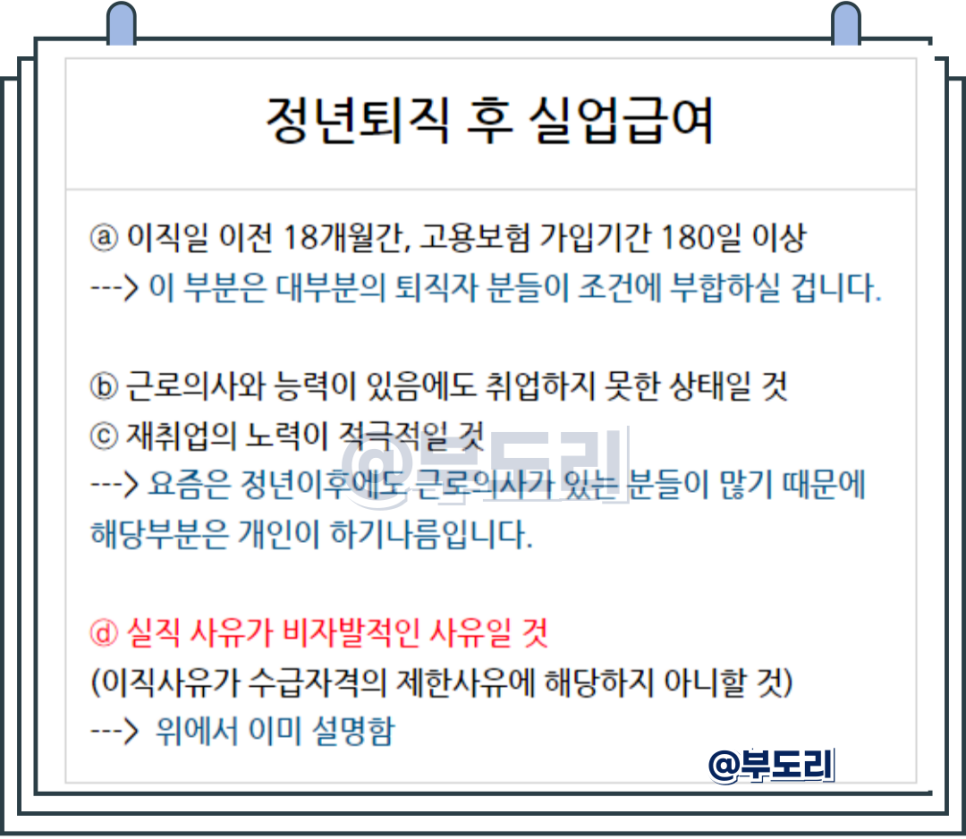 정년퇴직 후 실업급여 조건 신청방법 65세 이상