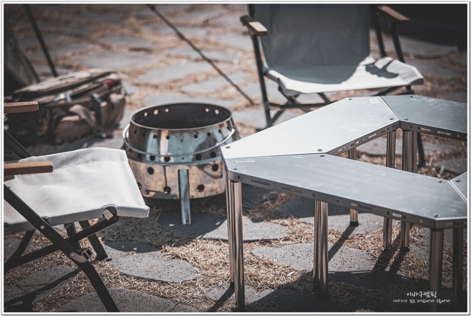 캠핑 테이블 추천 아이언디자인 모듈형 팔각 원버너 화로대테이블