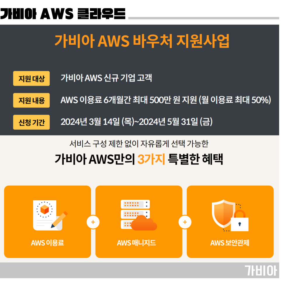 AWS 클라우드 서비스 가비아 바우처 500만원 지원 이벤트