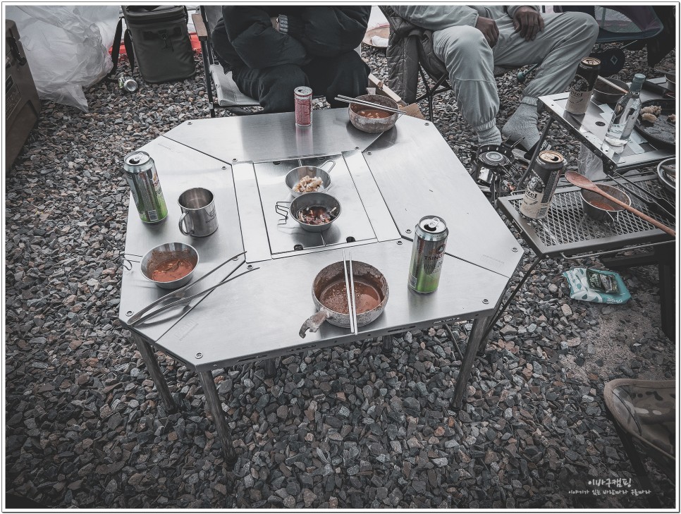 캠핑 테이블 추천 아이언디자인 모듈형 팔각 원버너 화로대테이블