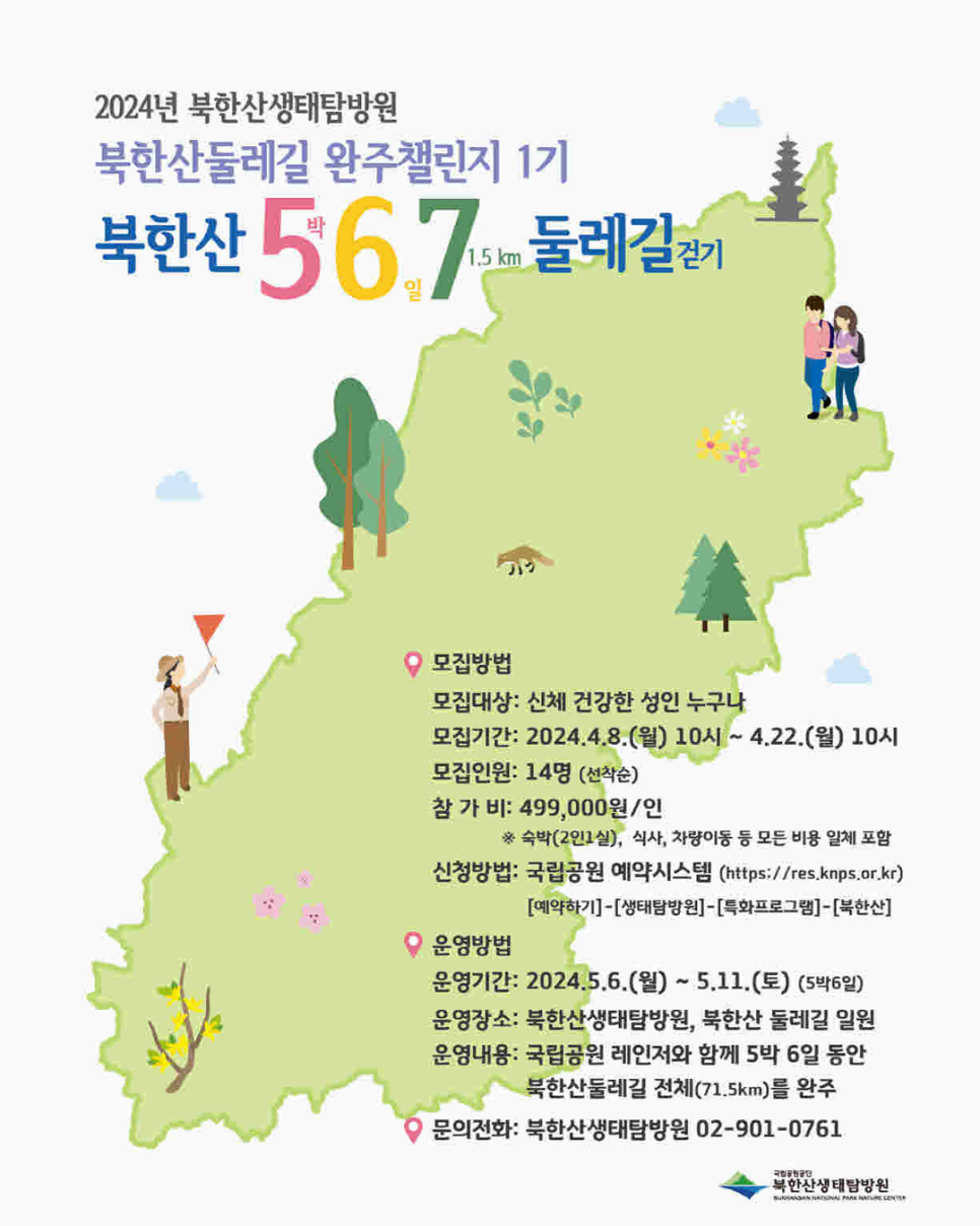 2024년 북한산생태탐방원 / 북한산둘레길 완주챌린지 1기 모집