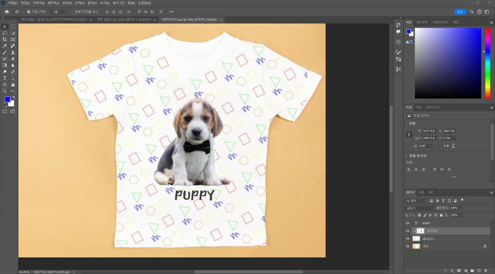 포토샵 구매하여 커스텀 티셔츠 제작, 디자인 도안 만들기