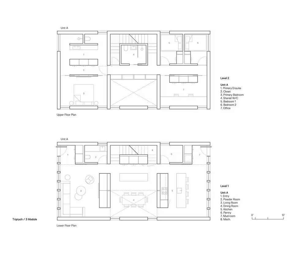 필요에 따라 추가/재구성할 수 있는 조립식 주택, TripTych by Leckie Studio Architecture + Design