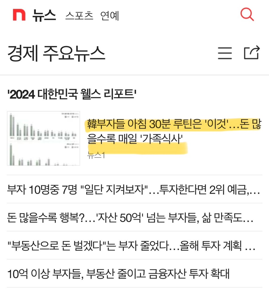 한국 부자들에 대한 웰스리포트 뉴스기사 스크랩 단상