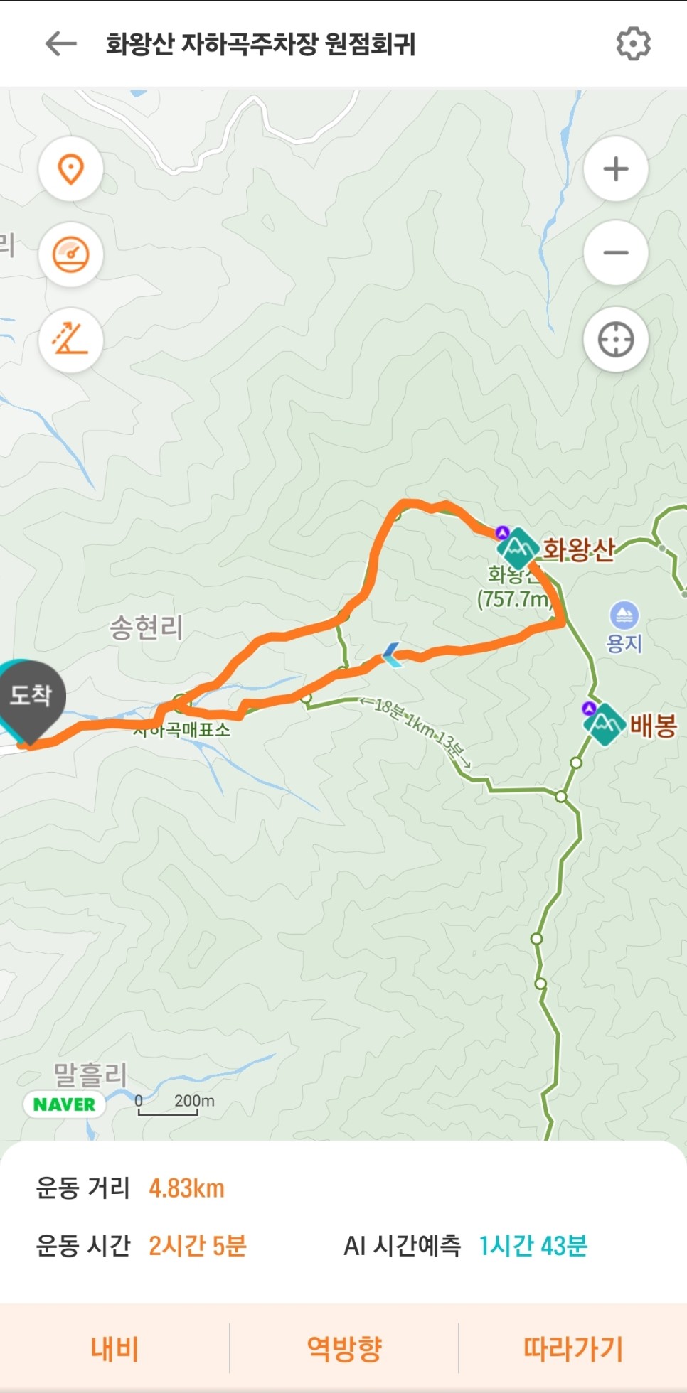 화왕산 등산, 자하곡주차장 원점회귀 최단코스 산행 (3코스 ~ 2코스)