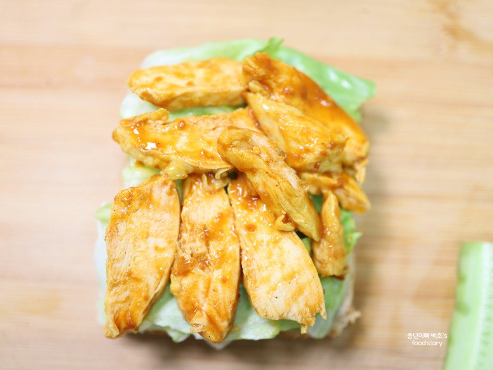 닭가슴살 샌드위치 만드는법 양상추 듬뿍 냉동 닭가슴살 요리 레시피