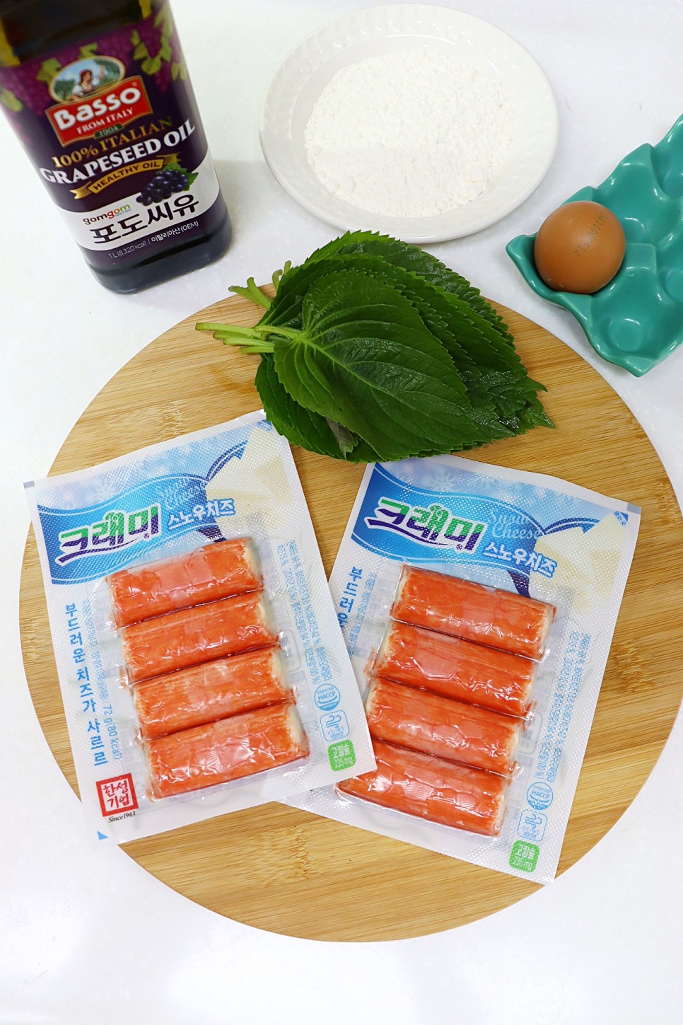 깻잎 크래미전 만들기 맛살깻잎전 편의점 안주 크래미 스노우 치즈