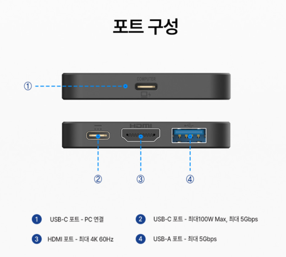 맥북허브 고속충전 이메이션 3in1 멀티포트 USB허브 초경량