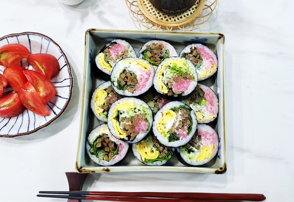 샐러드김밥 만들기 와사비마요 간단한 집김밥