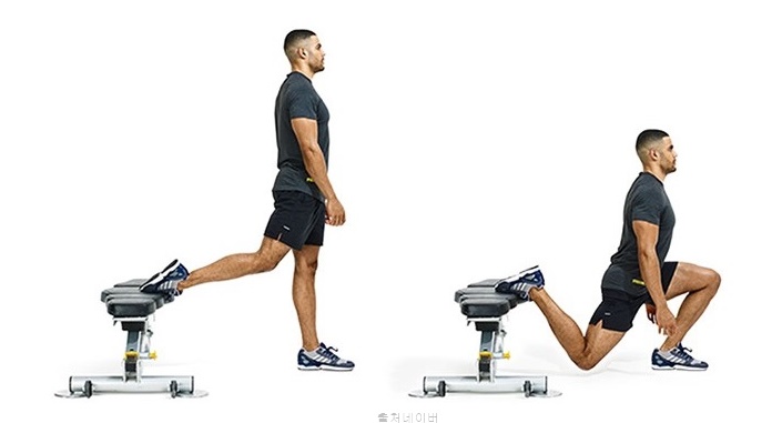 불가리안 스플릿 스쿼트 런지 자세 다리 근력 운동 종류 호흡 엉덩이 허벅지 근육 효과