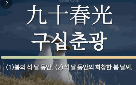 과천애문화, 오늘의 사자성어, 구십춘광 [九十春光]