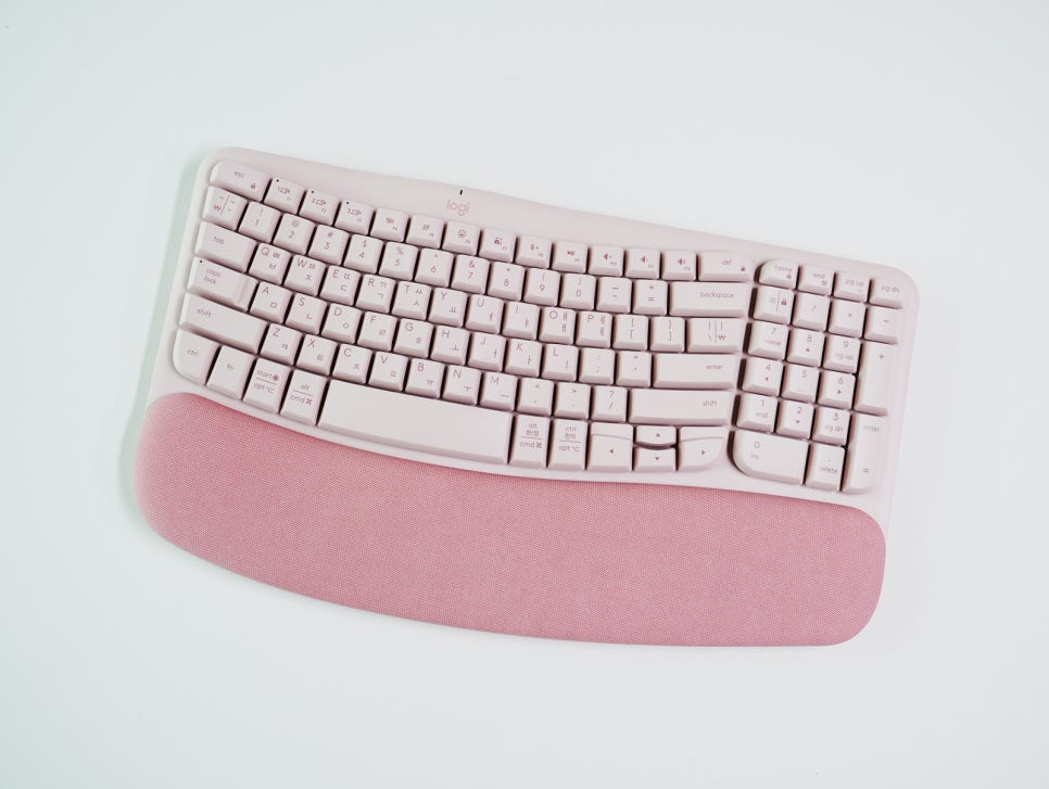 블루투스 키보드 로지텍 Wave Keys 핑크 인체 공학 디자인, 맥북 무선 연결