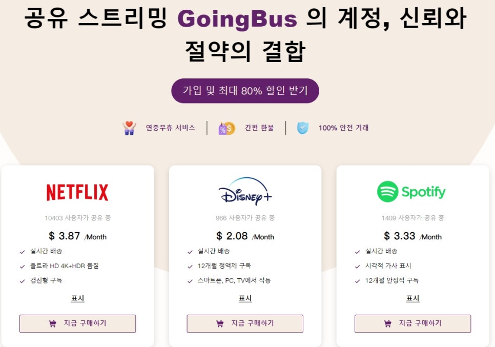 디즈니플러스 넷플릭스 요금제 가격 및 OTT공유 서비스 고잉버스 Goingbus 이용 방법