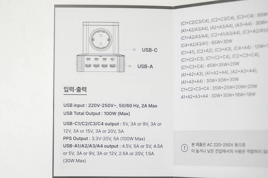 아이정 GAN pd충전기 100W 더편한 멀티탭 노트북 및 갤럭시 PPS 초고속