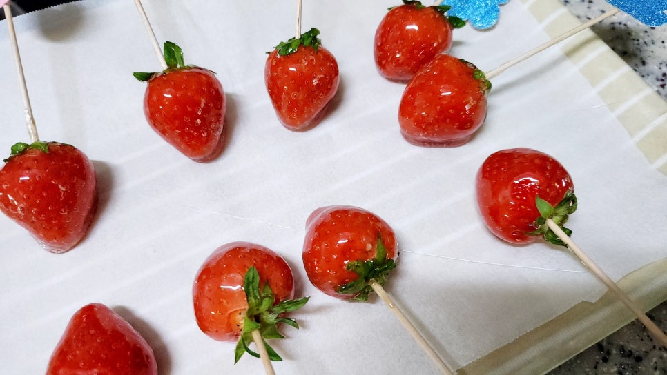간단한 간식 딸기 탕후루 만들기 중국디저트 과일 탕후루 만드는법 딸기요리