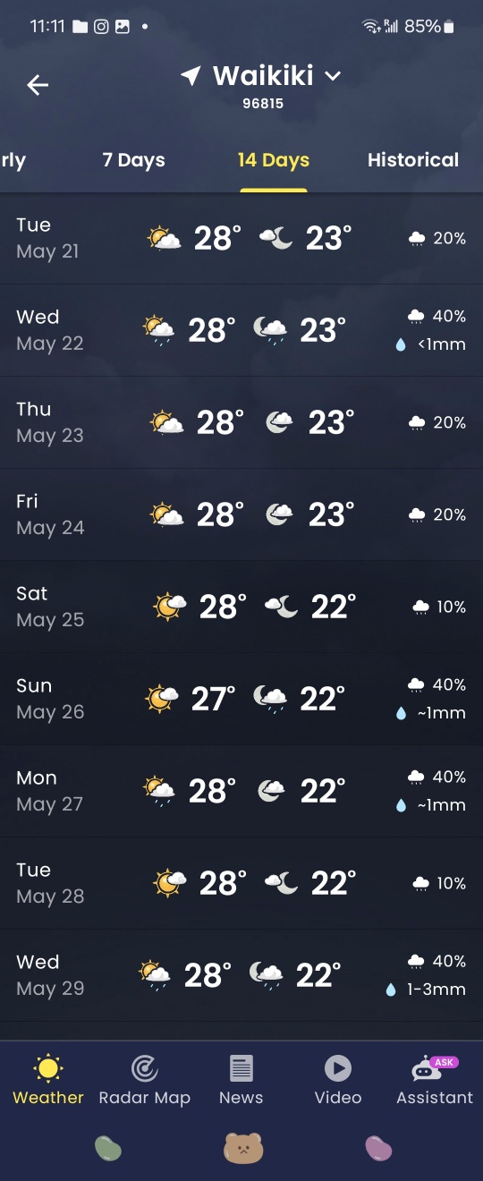 하와이 날씨 실시간 5월 6월 옷차림 일주일간 이상기온이었음....