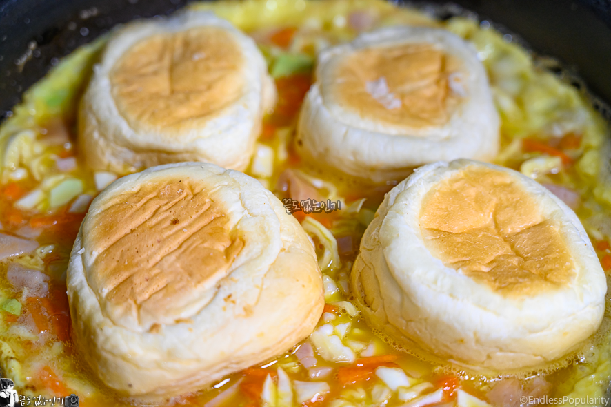 양배추 길거리 토스트 만들기 햄 계란 토스트 원팬 모닝빵 요리