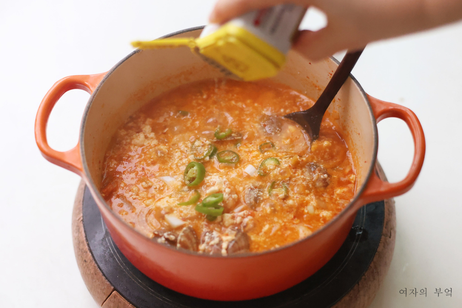 바지락 순두부찌개 끓이는법 순두부찌개 레시피 재료 만드는법