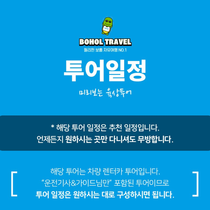 보홀 자유여행 육상투어 가격 업체 추천 코스 안경원숭이 짚라인 포함
