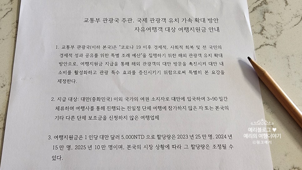 대만여행 가기 전 대만여행지원금 신청 사용처 당첨 41화