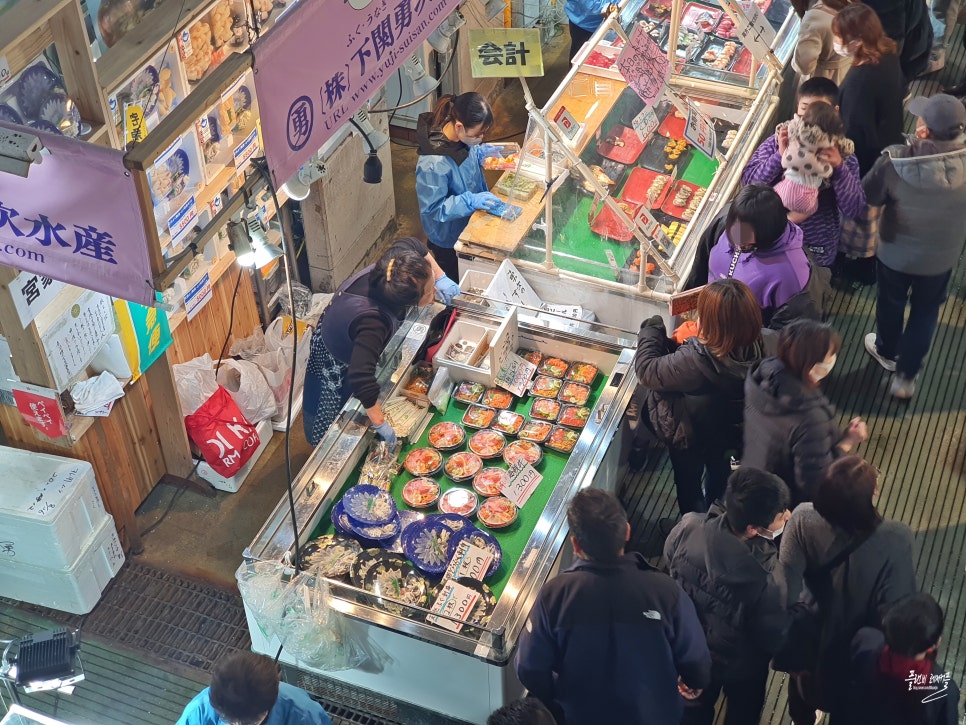 후쿠오카 근교 시모노세키 여행 가라토시장 초밥 주말 시간
