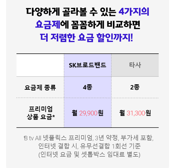 SK브로드밴드 B tv + 넷플릭스 저렴한 요금제 조합 소개